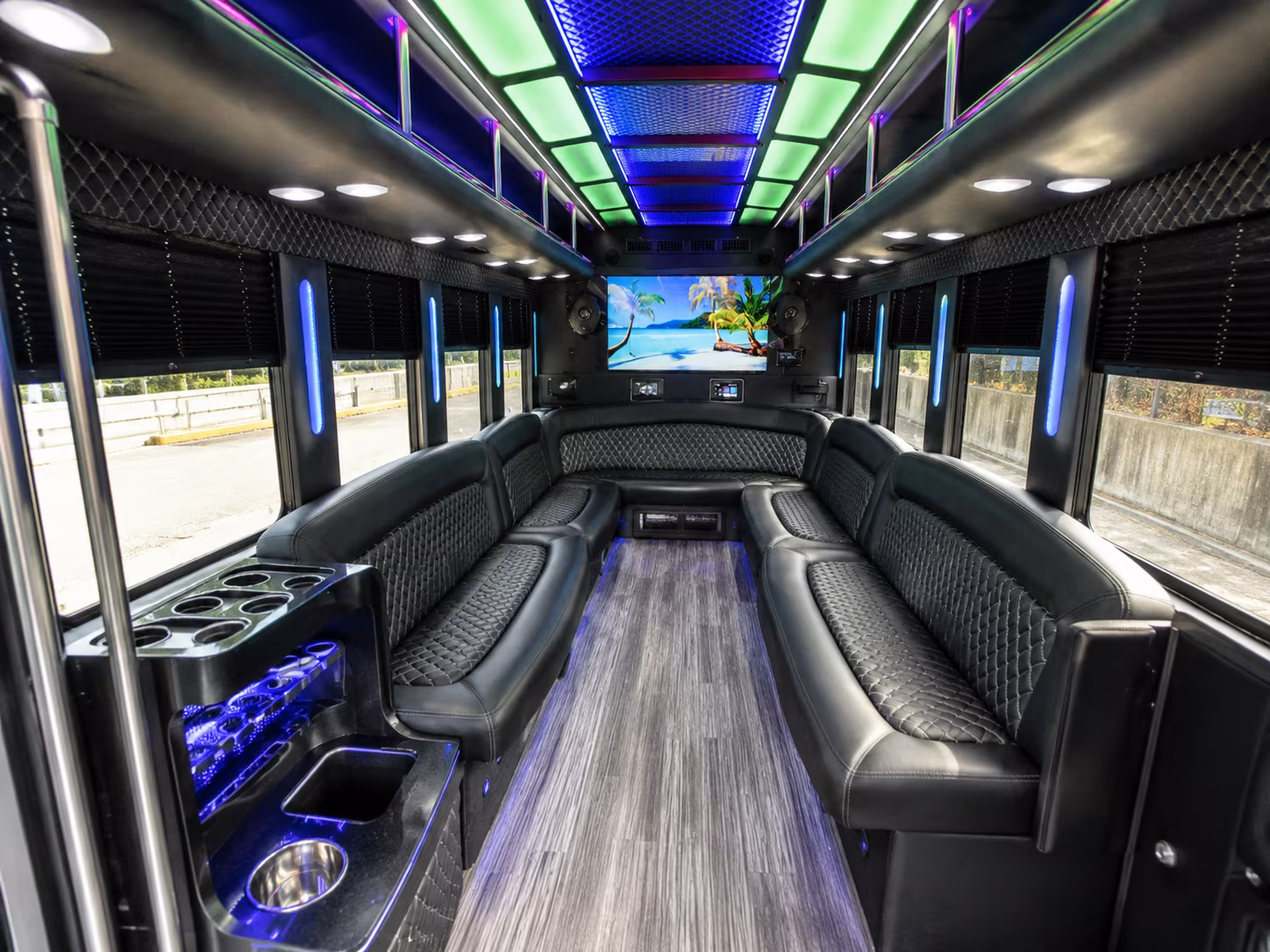 colorado springs 18 passenger party bus inside